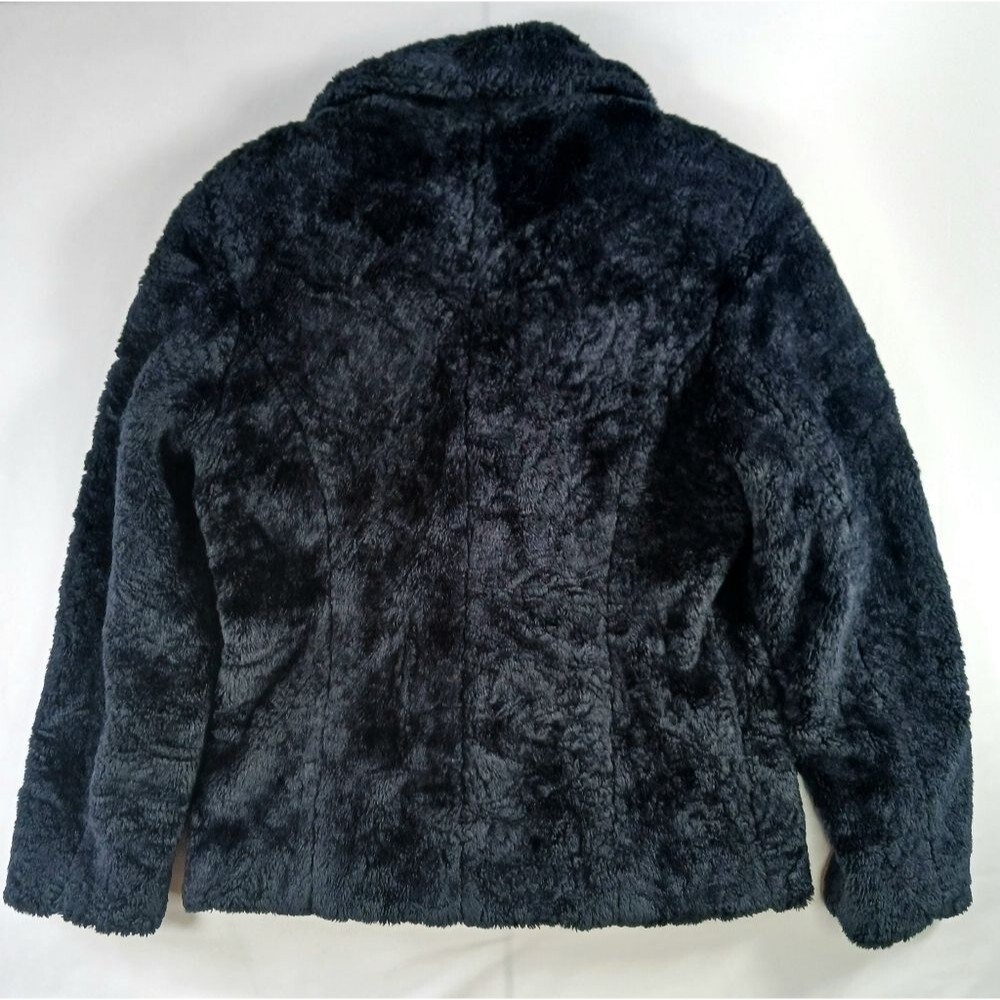 BRAETAN Faux Fur Winter Jacket Mob Wife Short Coat Pockets Jet Black Size M - Picture 5 of 9